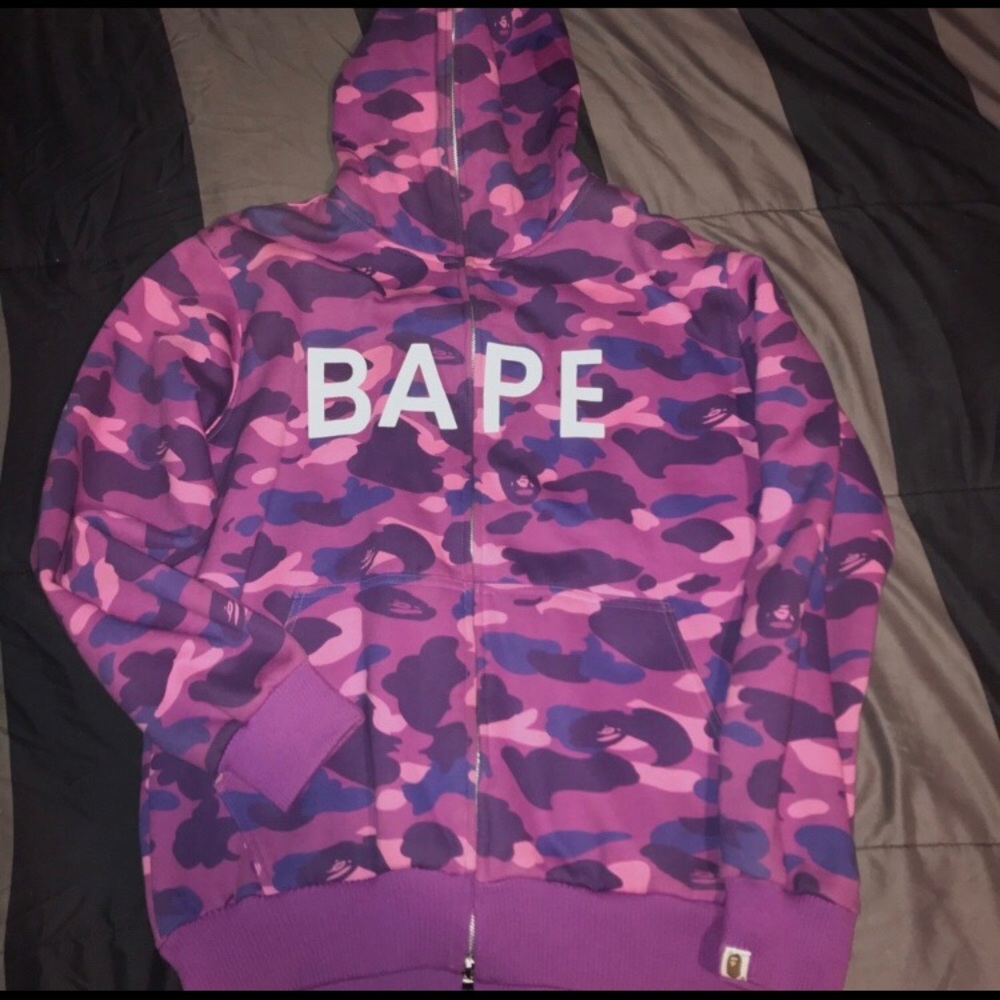 Bape purple camo full zip up hoodie